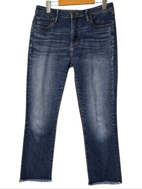 Driftwood Candace Blue Straight Leg Raw Hem Mid Rise Jeans Size 29